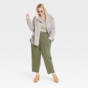 Knox Rose Women's Mid-Rise Tapered Fit Pants Olive 3X
